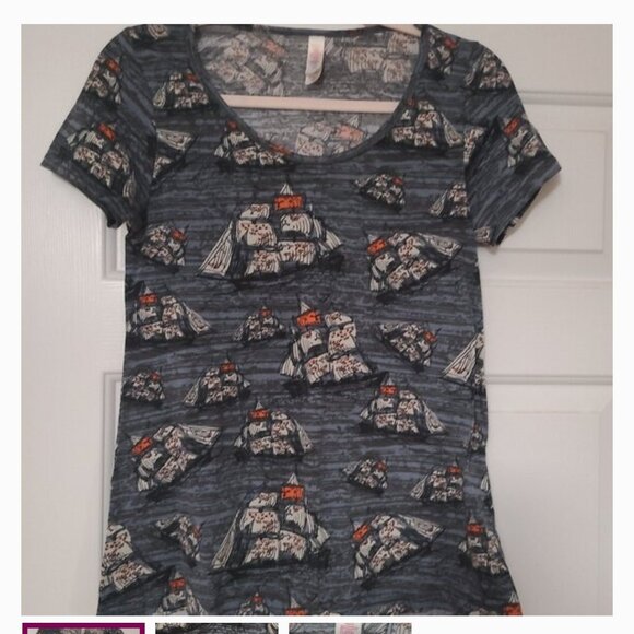 Lularoe Classic T Nautical Sailboat Ship Blue EUC XXS - Picture 2 of 4